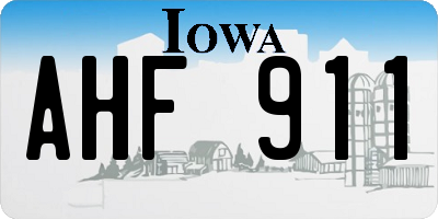 IA license plate AHF911