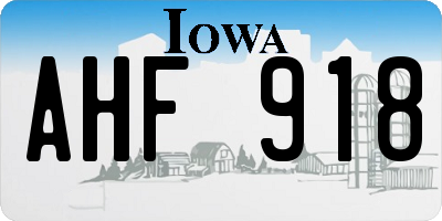 IA license plate AHF918