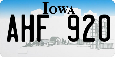 IA license plate AHF920