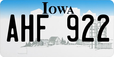IA license plate AHF922