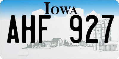 IA license plate AHF927