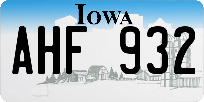 IA license plate AHF932