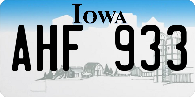 IA license plate AHF933