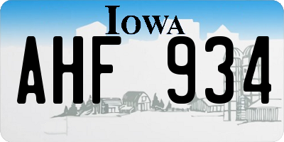 IA license plate AHF934