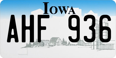 IA license plate AHF936