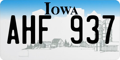 IA license plate AHF937