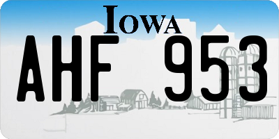 IA license plate AHF953