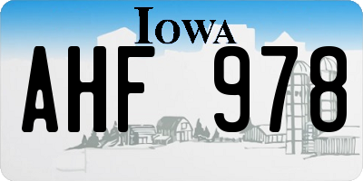IA license plate AHF978