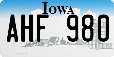 IA license plate AHF980