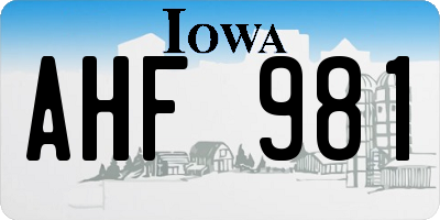 IA license plate AHF981