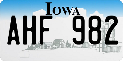IA license plate AHF982