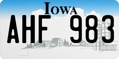 IA license plate AHF983