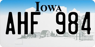 IA license plate AHF984