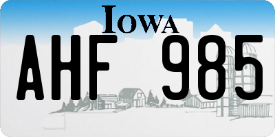 IA license plate AHF985