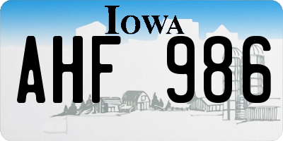 IA license plate AHF986