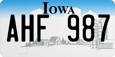 IA license plate AHF987