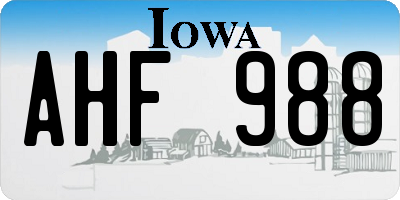 IA license plate AHF988