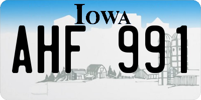 IA license plate AHF991