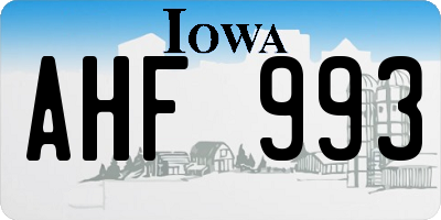 IA license plate AHF993