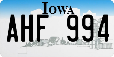 IA license plate AHF994