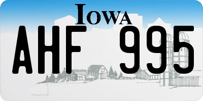 IA license plate AHF995