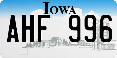 IA license plate AHF996