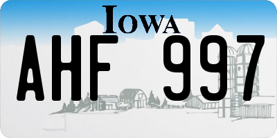 IA license plate AHF997