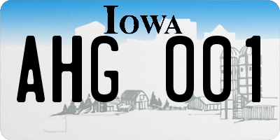 IA license plate AHG001