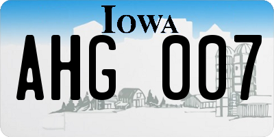 IA license plate AHG007