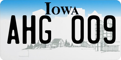 IA license plate AHG009