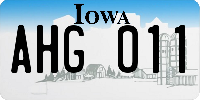 IA license plate AHG011