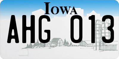 IA license plate AHG013