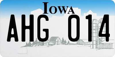 IA license plate AHG014
