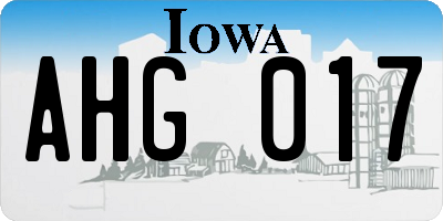 IA license plate AHG017