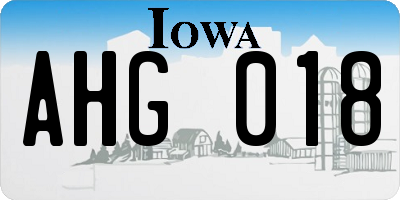 IA license plate AHG018