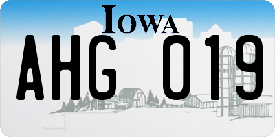 IA license plate AHG019