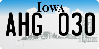 IA license plate AHG030