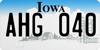 IA license plate AHG040