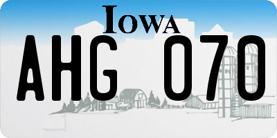 IA license plate AHG070