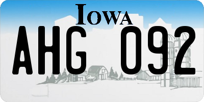 IA license plate AHG092
