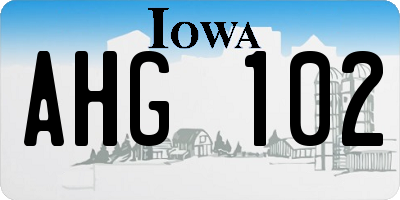 IA license plate AHG102
