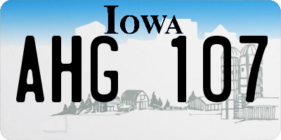 IA license plate AHG107