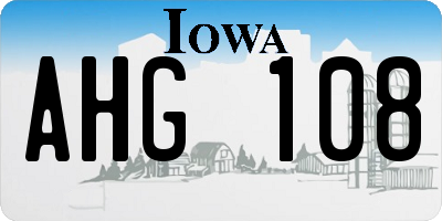 IA license plate AHG108
