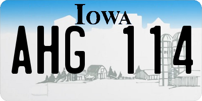 IA license plate AHG114