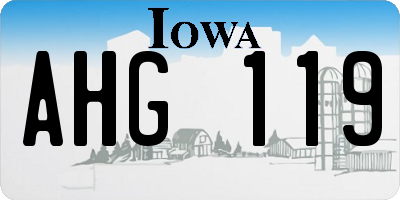 IA license plate AHG119