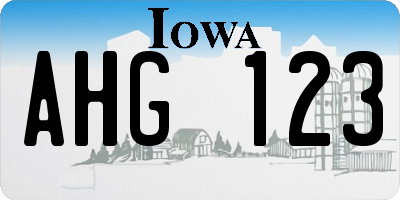IA license plate AHG123
