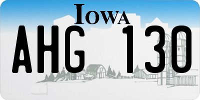 IA license plate AHG130