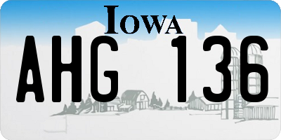 IA license plate AHG136