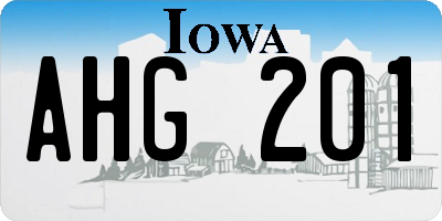 IA license plate AHG201