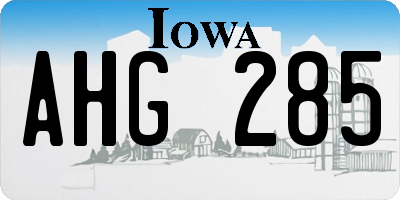 IA license plate AHG285